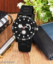 BEST QUALITY BEST PRICE Analogue Black Dial Tranding Pu Belt Watches For Men Boys
