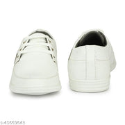 LE GREEM Men's White Comfortable & Smart Synthetic Lace Up Running  Walking  Casual Shoes Sneakers
