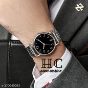 BUY 1 GET 1 FREE Analog Watch - For Men New Combo Stylish Casual Black Dial Silver Stainless Steel  For Boys Men PACK OF 2