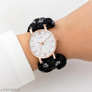 Scrunchies Watch Classic Dial & Unique Scrunchies Watch For Girl & Women Antique Women Multicolor Satin Febric Belt Scrunchies Watch