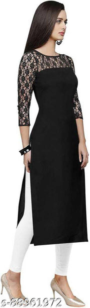 Polyster/Crepe fabric-Casual Round-Neck 3/4th Length Sleeves (45"Inches)
