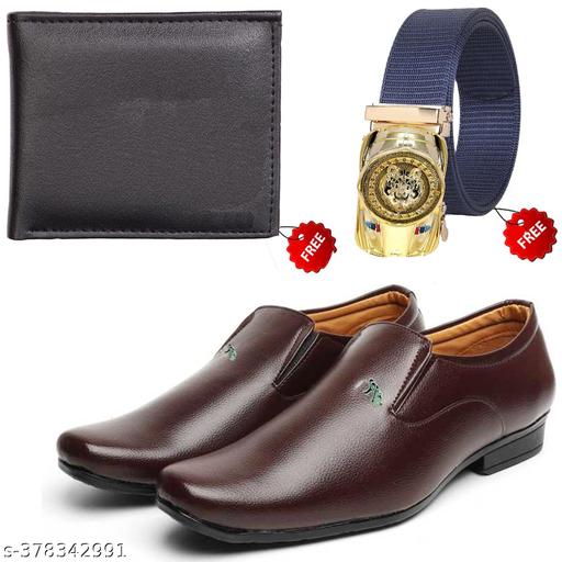 Unique Trendy Formal Shoes/Party Shoes/Shoes Combo With Free Wallet & Belt  For  Men And Boys