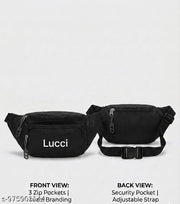 Lucci Multipurpose Fanny Pack Waist or Chest bag | Waist Bag for Man Woman - Anti Theft, Waterproof Fabric  and Back Pocket - Large Travel Waist Pouch, Fanny Pack, Belt & Hip Bag for Men, Women for Hiking, Passport, Gym (Black)