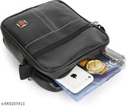 Men sling bag | Crossbody bag for men | Men’s PU Leather Sling Bag | Stylish Crossbody Shoulder Bag for Office & Daily Use | Stylish Men Sling Bag in PU Leather | Compact Crossbody Bag for Travel & Work Black