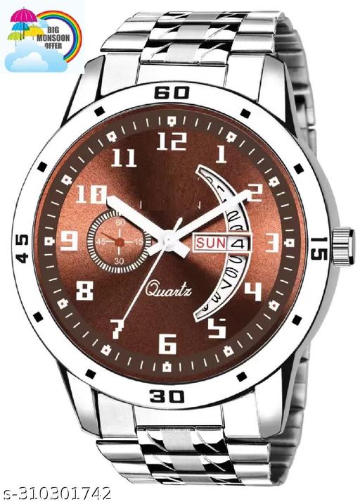 Stainless Steel Strap Day Date Analog Watch For Men