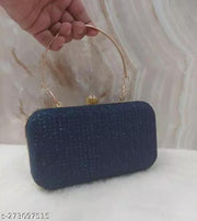 FANCY PARTYWEAR BOX CLUTCH WITH HANDLE SHIMMER SHINING BRIDAL CLUTCH