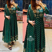 Anarkali Dupatta Set" Women's Printed "Anarkali Kurti" & Pant Dupatta Set