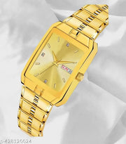SHMOFY LUXURY Analog Watch For Men Golden Dial Gold Strap Analogue Quartz Gold Plated Day & Date Functioning Watch