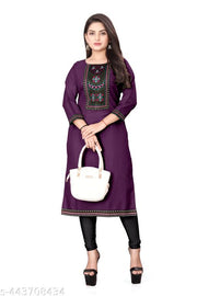 Designer Kurti New Collection Cotton Blend Stylish New Trendy , Women Kurti , Kashmiri Pheran, Cotton Kurti,Embroidered Pattern Casual Kurta for Girls & Women