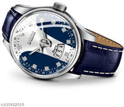 3D Glass Date Display Dial Leather Belt Analog Watch - for Men