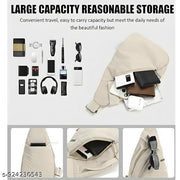 Casual Sling Bag, Shoulder Bag for Men and Women, Lightweight Crossbody Chest Bag, Travel Bag for Daily Commute and Outdoor Activities, Sling Shoulder Bag (Beige)