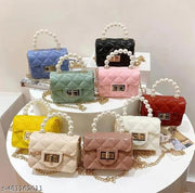 Trendy Multicolour Vibrant Mini Sling Bag For Girls (PACK OF  4  RANDOM COLOUR PIECE)  With Stylish & Functional Accessory Chain
