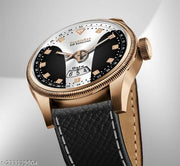 3D Glass Date Display Dial Leather Belt Analog Watch - for Men