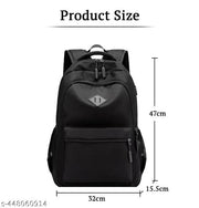 SYGA Unisex Casual Lightweight Fashion Backpack with USB Port, Large Capacity Schoolbag for Men and Women (Black)
