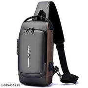 Sling Bag for Men & Women | Anti-Theft Crossbody Backpack with USB Charging Port, Waterproof Casual Messenger Shoulder Bag