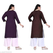 Casual Women's Low Price Plain Kurta For Daily Use ( Combo Of 2)