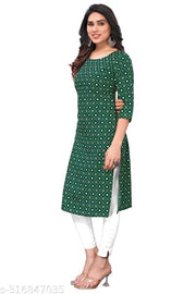 Women Printed Crepe Straight Kurti
