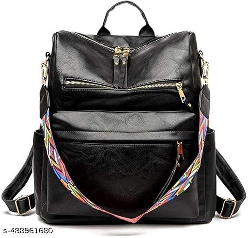 Muchova Backpack For Women Lightweight Black Colour Big Compartment Shoulder Bag Daily Travel Use Bag For Girls Ladies