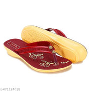 Hiyaga Women Red Fancy Sandal and Red Slipper Stylish Comfortable, Light Weight Pack of 2