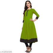 Yova Style Plain Umbrella Frock Design Anarkali Latest Fashion Cotton Kurti Dress For Women Ladies Skirt Top With Black Batik Printed Lace Border Regular Daily Wear Simple Use Branded Kurta