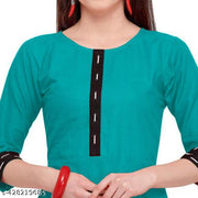 Yova Style Plain Cotton Anarkali Flared Kurti Kurta Dress For Women Ladies Solid Latest Party Wear Umbrella Midi Suit Batik Black Lace Border (Only Top Not With Dupatta or Pant)