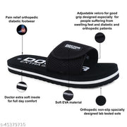 DOCTOR EXTRA SOFT D-17-WOMEN-CUP-BLACK Women's Adjustable Strap Orthopaedic Diabetic Comfort Daily Use Slippers & Flipflops