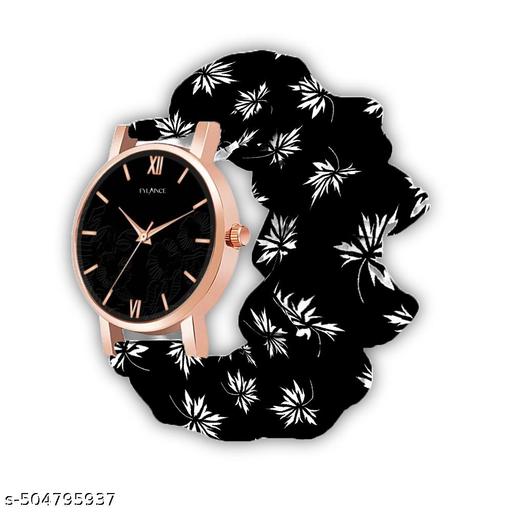 Scrunchies Watch Classic Dial & Unique Scrunchies Watch For Girl & Women Antique Women Multicolor Satin Febric Belt Scrunchies Watch