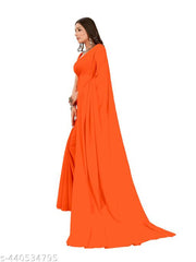 Festive wear Plain Solid  georgette saree with blouse piece