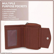 WALLETIN Girls Travel, Trendy Tan Artificial Leather Wallet (6 Card Slots)