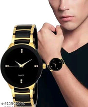 Gold Dial Golden Wrist watch for men watch With free ring And  Men With Free Designer Flat Chain gold plated chain