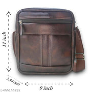 skyden Leather Sling Cross Body Travel Bag for Men (Brown) Men & Women Brown Messenger small sling bag Color Brown for men women office use persnol casual with adjustable shoulder strap and easy