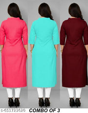 CE COLLAR AI SOLID KURTI COMBO 3
