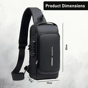 Waterproof Polyester Slim Unisex Crossbody Sling Bag Chest Backpack Men's Shoulder Bag, Leisure Travel Handbag, Hard Shell Anti-Theft Chest Bag
