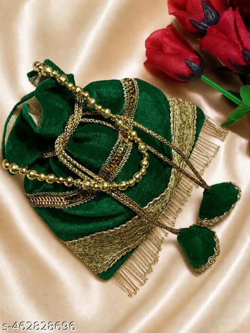 Green Lucknowi Potli Bag For Women & Girls