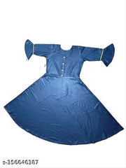 Trendy Ethnic Women's Solid Flared kurtis "women gown frock" (Navy Blue)