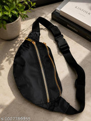 Premium Black Crossbody Sling Bag | Waterproof Multipurpose Chest & Waist Bag with Dual Zipper
