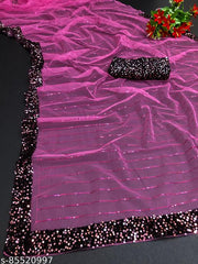 Women's Glamorous Sparkle Net Saree for Festive & Party Wear