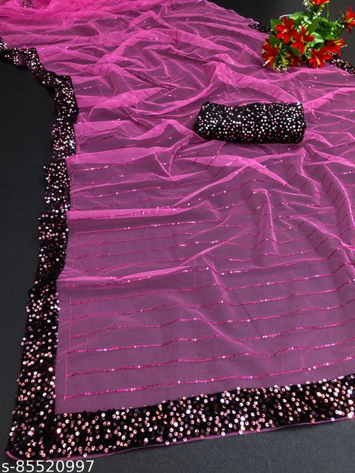 Women's Glamorous Sparkle Net Saree for Festive & Party Wear