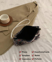 Multicolor Women Sling Bag Jute Multicolour Sling Bag with Detachable Strap