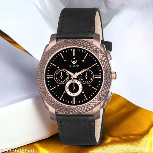 Lorenz Men's Fashion Stainless Steel Case | Black Sport Analog Watch for Men | MK-4025R