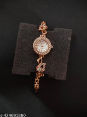 SJE Premium mini Analog watch for ladies stone design rose gold