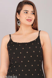 Sleeveless Black Kurti for Women