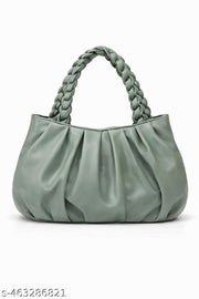Trendy Soft PU Leather Handbag for Women & Girls with Braided Handle | Chain Shoulder Bag with Sling Strap