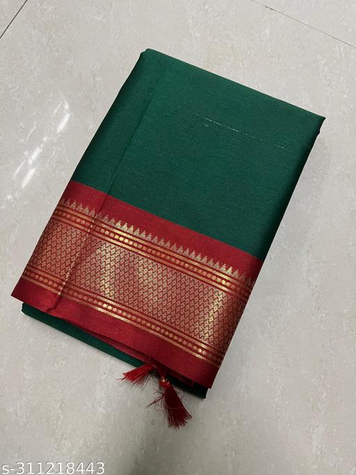 Women's Banarasi Soft Cotton Silk Saree With Unstitched Blouse Piece Women's Cotton Silk Saree Beautiful Women's Free Size Saree With Blouse Piece Women's Zari Woven Cotton Silk Banarasi Saree