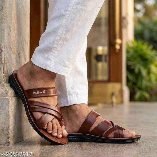 WALKAROO Men Everyday Comfort Slip-On Sandals with Cushion Sole |gents slippers| daily wear slippers for men| slippers For men|outdoor chappals| lightweight chappals| flat slippers for men| slip on chappals| Walkaroo men footwear-W5687 Dark Brown