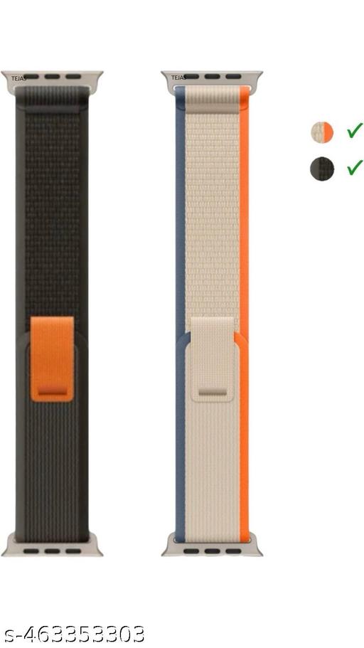 Trail Loop Bands/Straps Compatible with Watch 49mm 45mm 44mm 42mm, Adjustable Velcro Premium Strap for iWatch Ultra & Ultra 2 Series SE 8 7 6 5 4 3 2 1. (Only 3 Pcs Trail Loop Strap, Watch NOT Included) (Black,Cream)