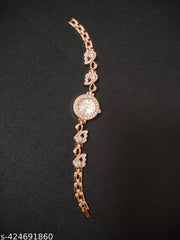 SJE Premium mini Analog watch for ladies stone design rose gold