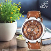 ANALOG DAY AND DATE WORKING DISPLAY BROWN DIAL&BROWN STRAP WATCH FOR MEN