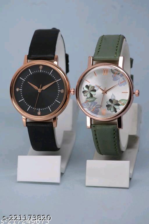 Best Quality Festive Season Flower Designer Round Dial Attractive Leather Belt Women Watches Combo Pack of 2 Watches combo for women stylish girl watches combo pack of 2 analog watches combo wrist watches combo watches for girls stylish watches Set