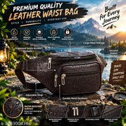 Men's Leather Waist Bag | Stylish Sling Bag for Travel,  & Daily Use | Multiple Pockets
